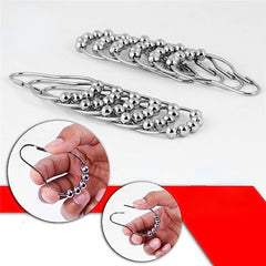12pcs Stainless Steel Ball Hooks for Bathroom Shower Curtain
