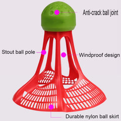 3PCS Windproof Shuttlecock for Training Multicolor Nylon Badminton