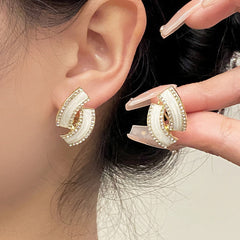 Retro Rhinestone Decor Stud Earrings for Girls