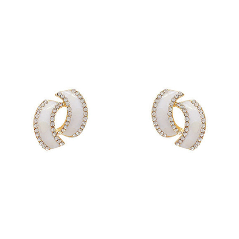 Retro Rhinestone Decor Stud Earrings for Girls
