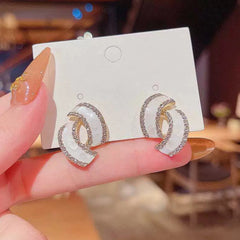 Retro Rhinestone Decor Stud Earrings for Girls