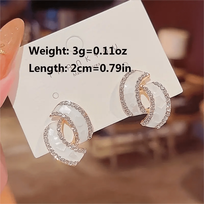 Retro Rhinestone Decor Stud Earrings for Girls
