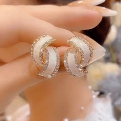 Retro Rhinestone Decor Stud Earrings for Girls