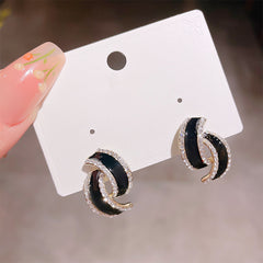 Retro Rhinestone Decor Stud Earrings for Girls