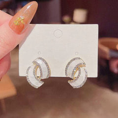 Retro Rhinestone Decor Stud Earrings for Girls