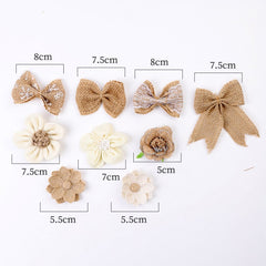 Burlap Flowers & Bows Set Rustic Pearl Wedding Crafts