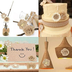 Burlap Flowers & Bows Set Rustic Pearl Wedding Crafts