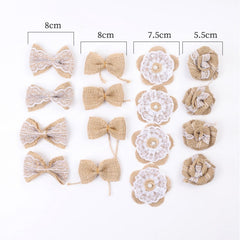 Burlap Flowers & Bows Set Rustic Pearl Wedding Crafts
