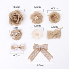 Burlap Flowers & Bows Set Rustic Pearl Wedding Crafts