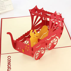 3D Paper Carving Baby Carriage Greeting Card