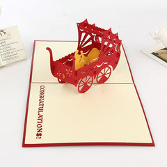 3D Paper Carving Baby Carriage Greeting Card