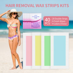 Women's Hair Removal Kit - Gentle Painless Set with Wax Paper & Cream