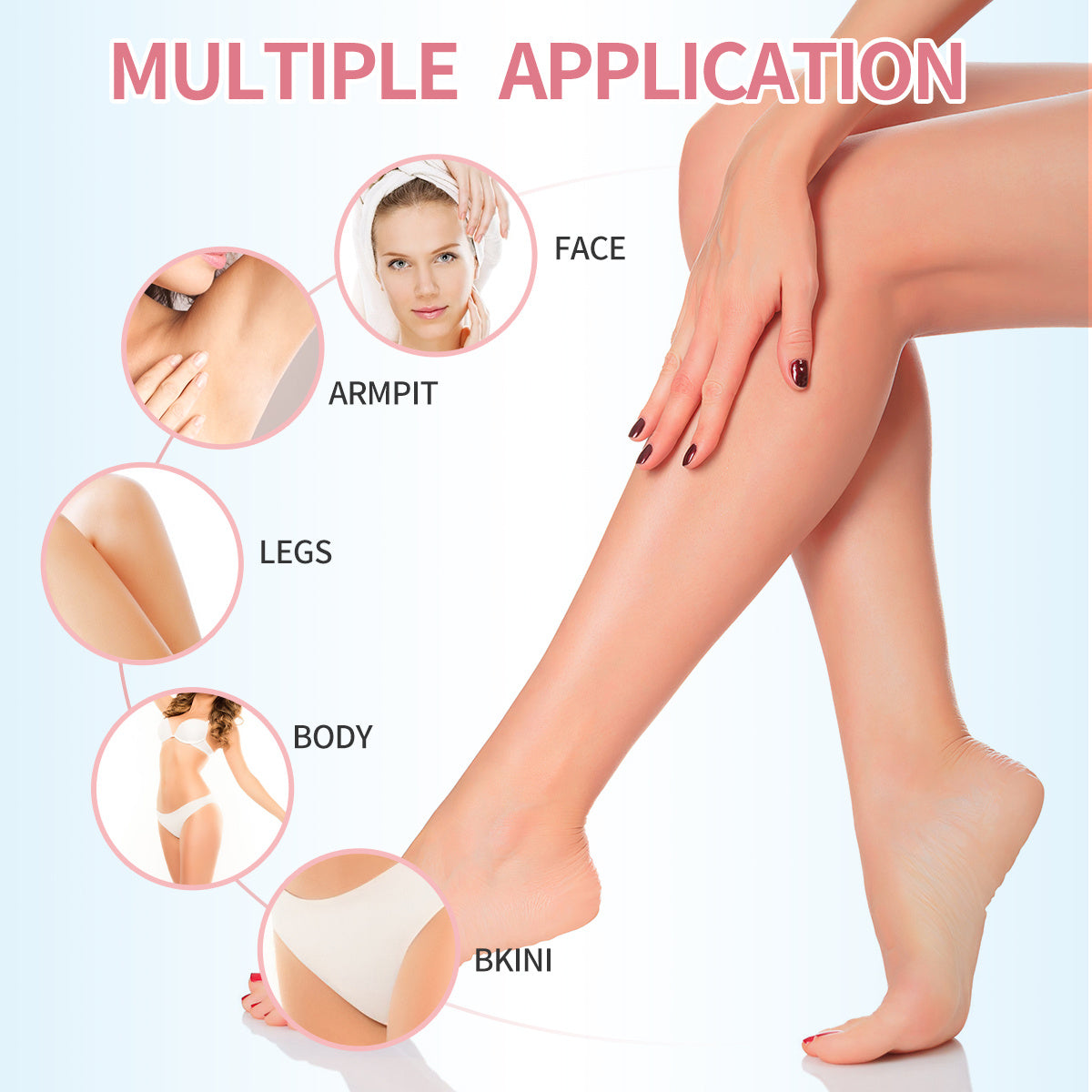 Women's Hair Removal Kit - Gentle Painless Set with Wax Paper & Cream