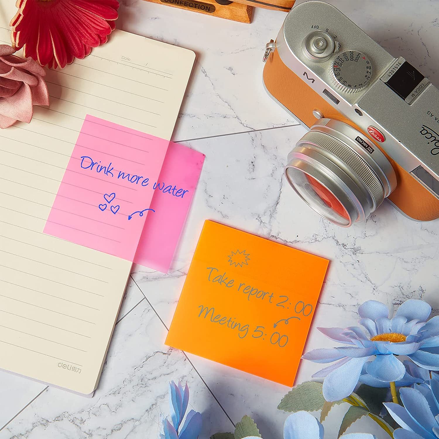 300 Sheets Transparent Sticky Notes Mini Waterproof Square Self Adhesive