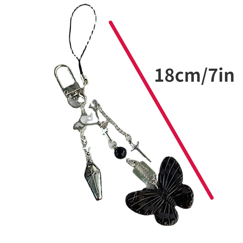 Y2K Butterfly Bag Pendant Sweet Coll Cross Chain Key Pendant
