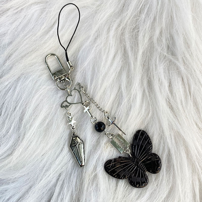 Y2K Butterfly Bag Pendant Sweet Coll Cross Chain Key Pendant