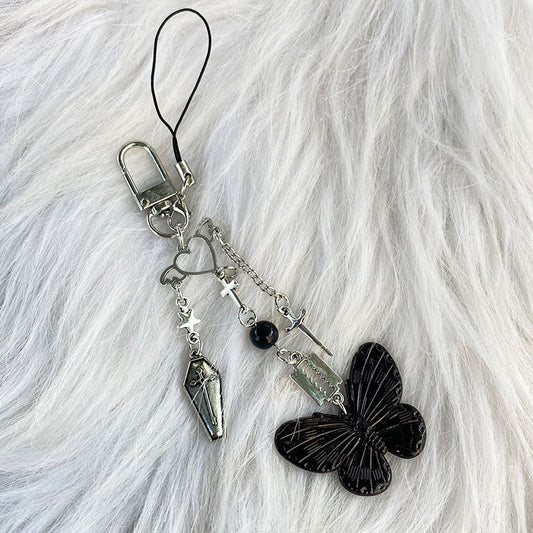 Y2K Butterfly Bag Pendant Sweet Coll Cross Chain Key Pendant