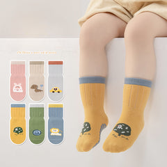 2 pairs Baby Boys Cartoon Pattern Socks, Breathable, Anti-skid Floor Socks