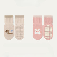 2 pairs Baby Boys Cartoon Pattern Socks, Breathable, Anti-skid Floor Socks