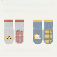 2 pairs Baby Boys Cartoon Pattern Socks, Breathable, Anti-skid Floor Socks