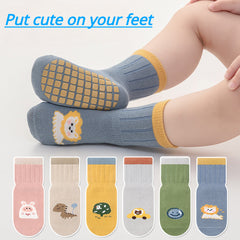2 pairs Baby Boys Cartoon Pattern Socks, Breathable, Anti-skid Floor Socks