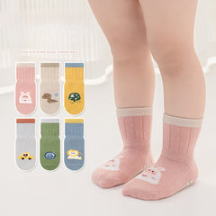 2 pairs Baby Boys Cartoon Pattern Socks, Breathable, Anti-skid Floor Socks