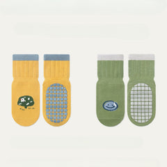 2 pairs Baby Boys Cartoon Pattern Socks, Breathable, Anti-skid Floor Socks