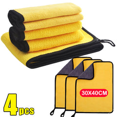 4PCS Microfiber Cleaning Towel Car Cleaning Cloths Professional Detailing
