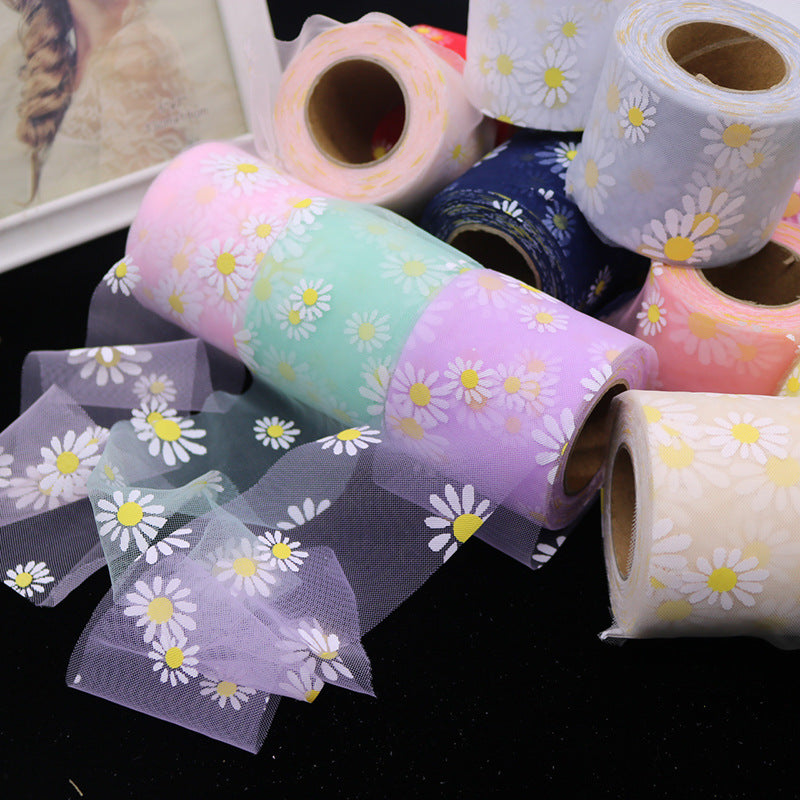 Small Daisy Mesh Tulle Roll DIY Headwear Hair Accessories