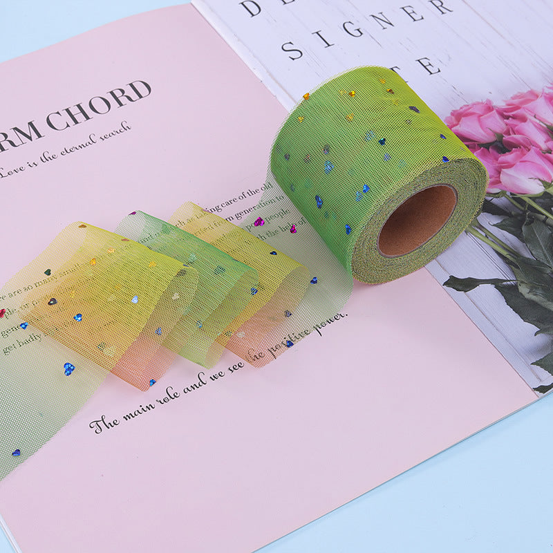 DIY Rainbow Mesh Star Moon Flakes Bow Ribbon Headwear
