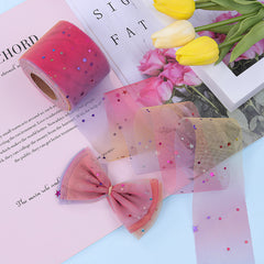 DIY Rainbow Mesh Star Moon Flakes Bow Ribbon Headwear