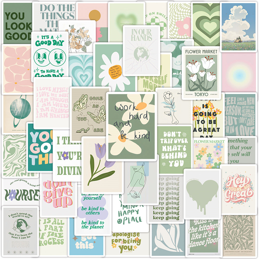 50pcs Inspirational Graffiti Waterproof Stickers for Notebook Water Cups