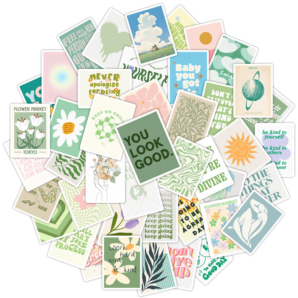 50pcs Inspirational Graffiti Waterproof Stickers for Notebook Water Cups
