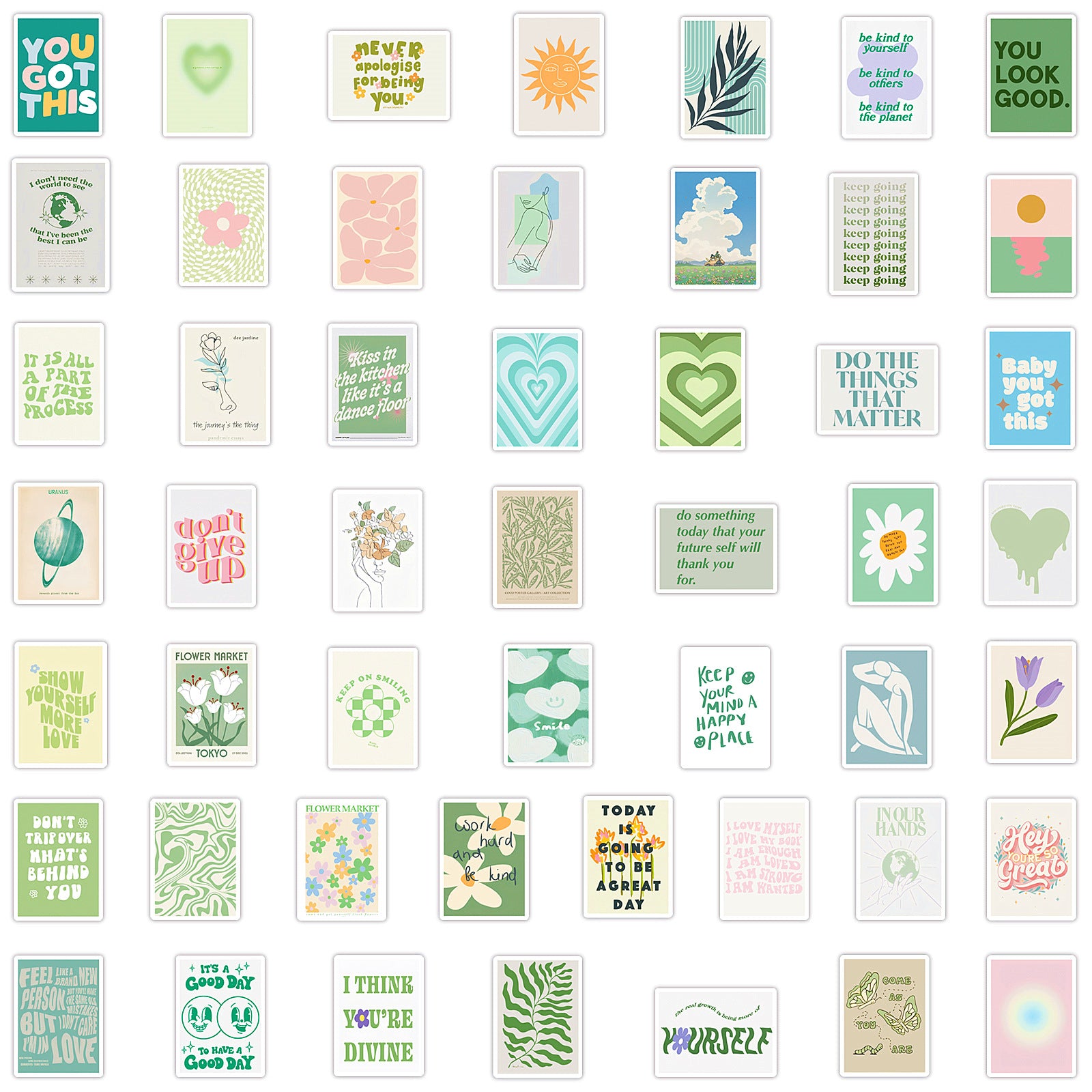 50pcs Inspirational Graffiti Waterproof Stickers for Notebook Water Cups