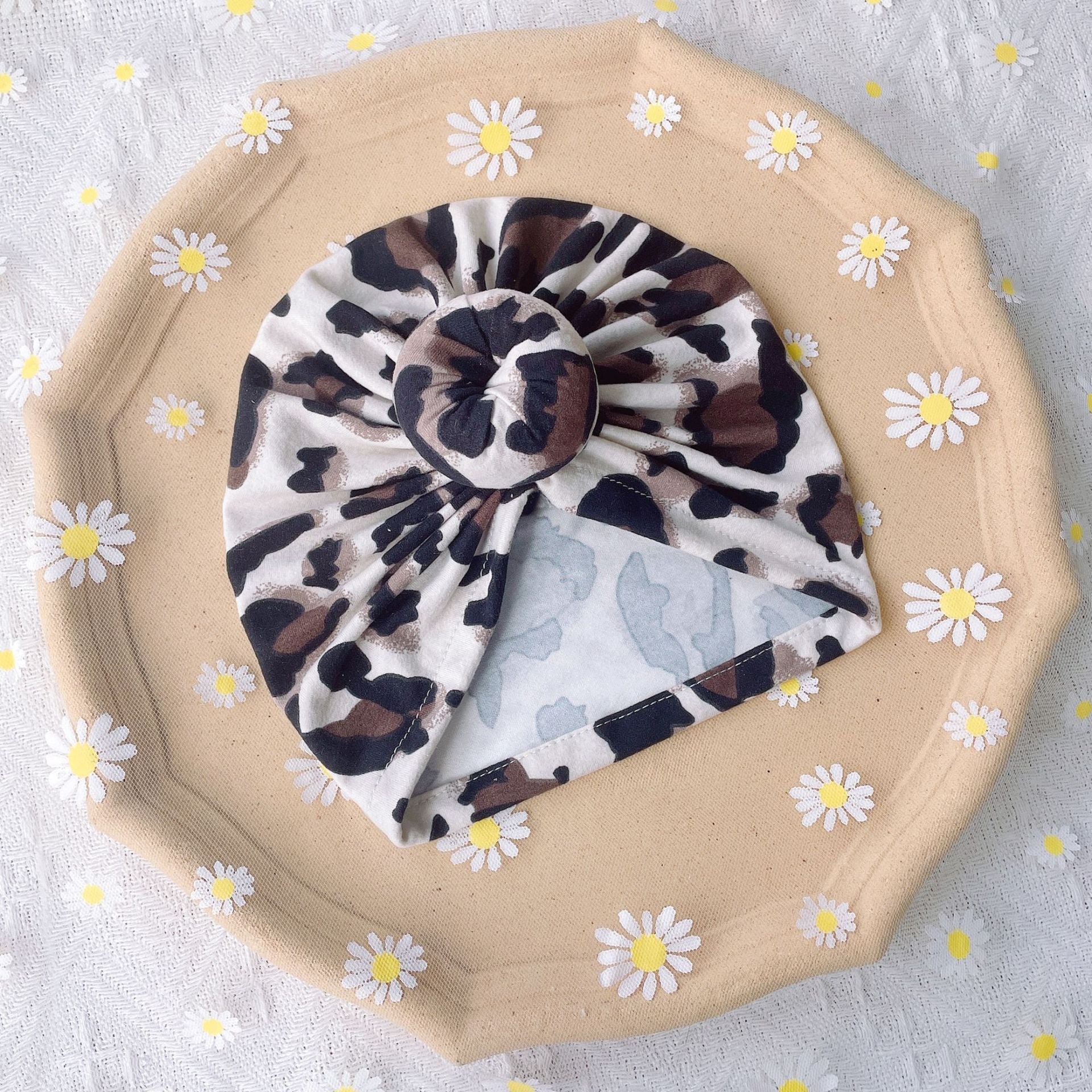 5pc Mixed Baby Warmth Cover Hat Leopard Pattern For First Birthday