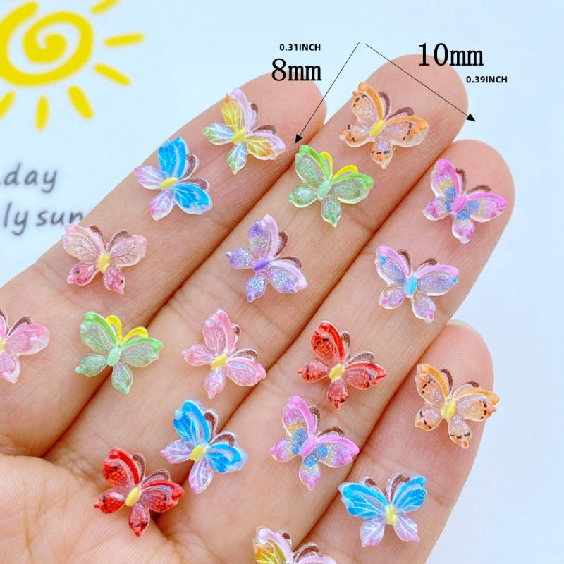 10pcs Resin Mini Sparkling Butterfly Halloween Jewelry Making Accessories
