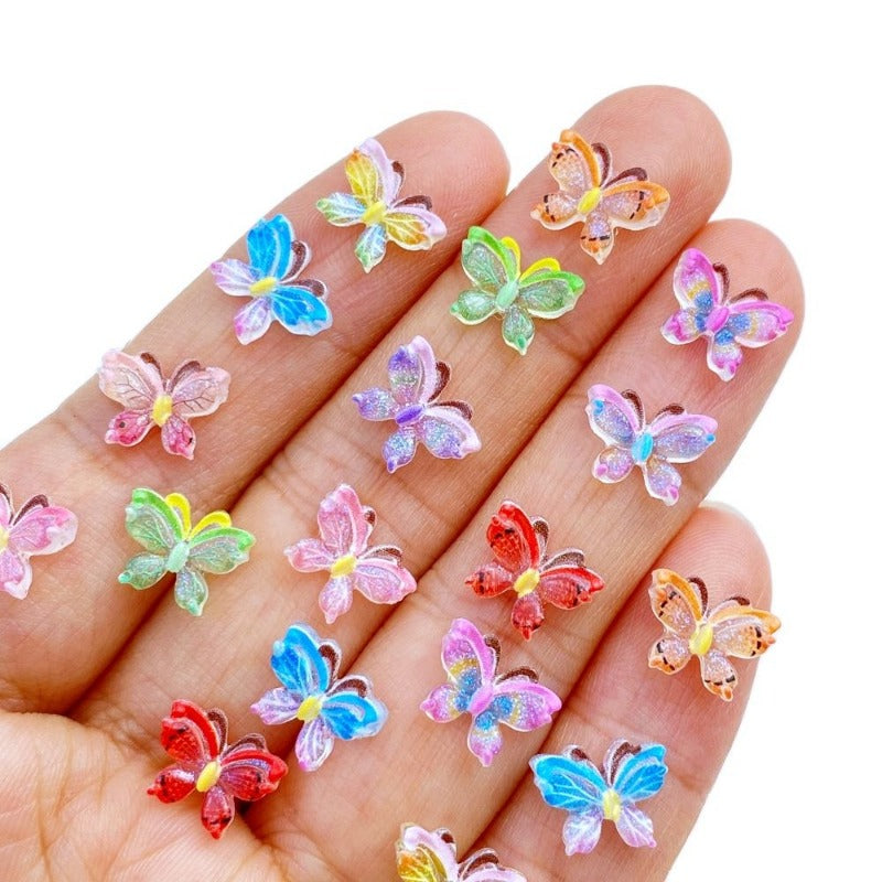10pcs Resin Mini Sparkling Butterfly Halloween Jewelry Making Accessories