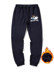 Mountain Print Drawstring Sweatpants Men's Casual Joggers