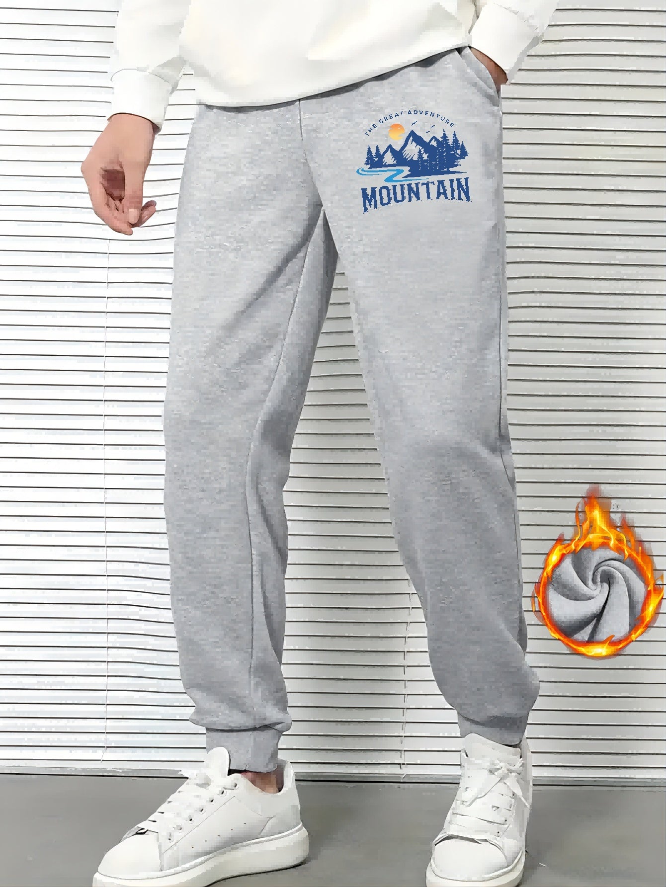 Mountain Print Drawstring Sweatpants Men's Casual Joggers