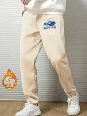 Mountain Print Drawstring Sweatpants Men's Casual Joggers