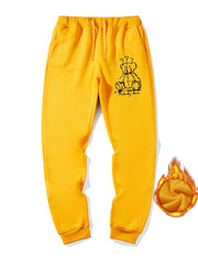 Bear Doll Print Drawstring Sweatpants Loose Fit Pants Men's Casual Stretch Jogge