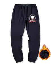 Skeleton Print Drawstring Sweatpants Loose Fit Pants