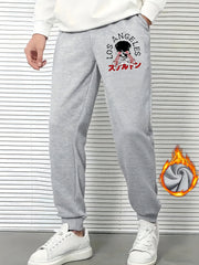 Skeleton Print Drawstring Sweatpants Loose Fit Pants