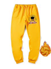 Skeleton Print Drawstring Sweatpants Loose Fit Pants