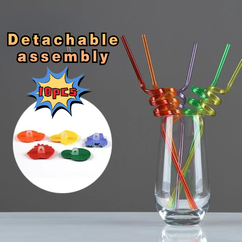 10pcs Cartoon Pony Reusable Curved Straws For Summer Pool Parties