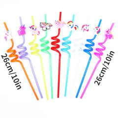 10pcs Cartoon Pony Reusable Curved Straws For Summer Pool Parties
