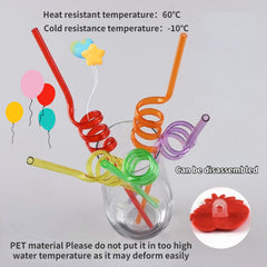 10pcs Cartoon Pony Reusable Curved Straws For Summer Pool Parties