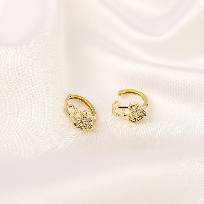 Stylish Peach Heart Zircon Earrings for Girlfriend