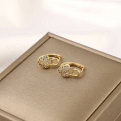 Stylish Peach Heart Zircon Earrings for Girlfriend