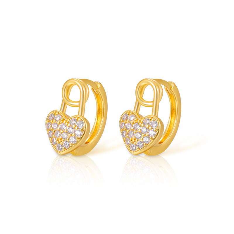 Stylish Peach Heart Zircon Earrings for Girlfriend